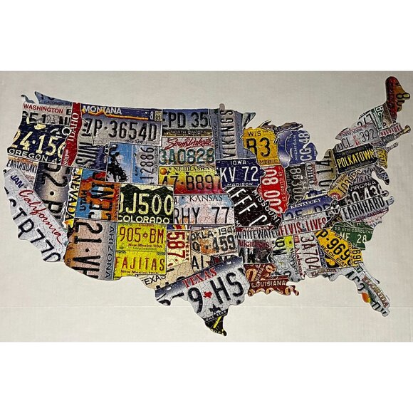 United States License Plate Map Jigsaw Puzzle 1000 Pieces 31" Wide TDC Puzzles - Picture 1 of 8